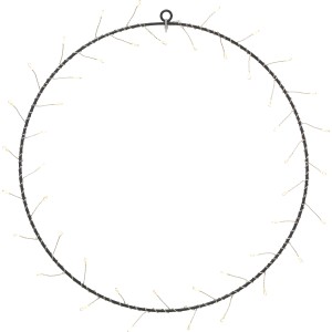 Schwarzer LED Metallring (Ø 30 cm) für Außen, Dekoleuchte mit warmweißen Lichtern.