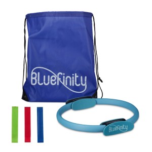 Bluefinity Pilatesring Set Fiberglas Mehrfarbig mit 3 Fitnessbändern 39 cm x 37 cm x 5,5 cm 0,3 kg