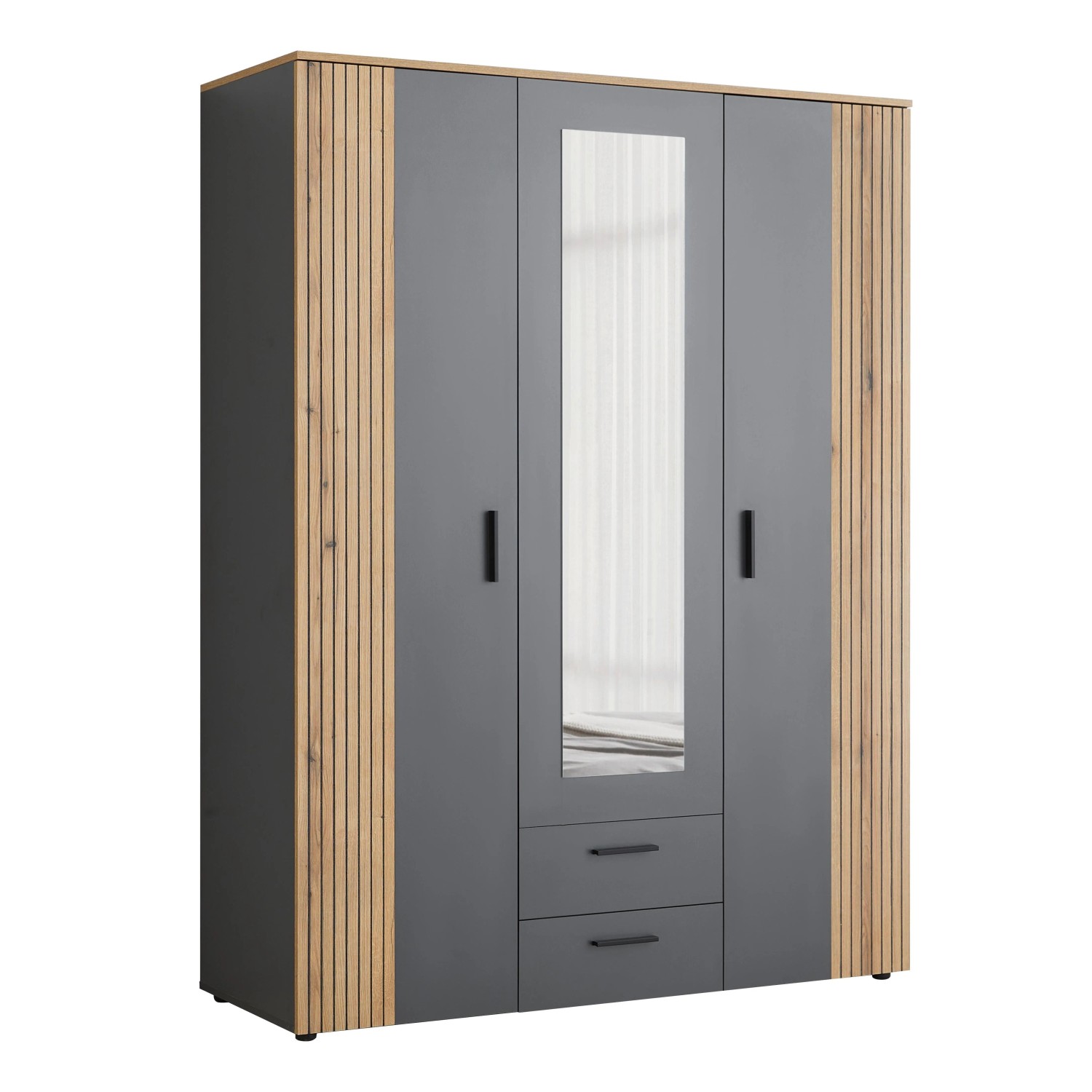 Mömax Kleiderschrank Cadix Anthrazit/Eichefarben
