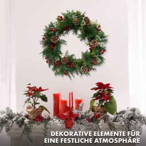 KARAT Weihnachtskranz Pinecone, 42cm, mit Tannenzapfen und roten Beeren als festliche Deko.