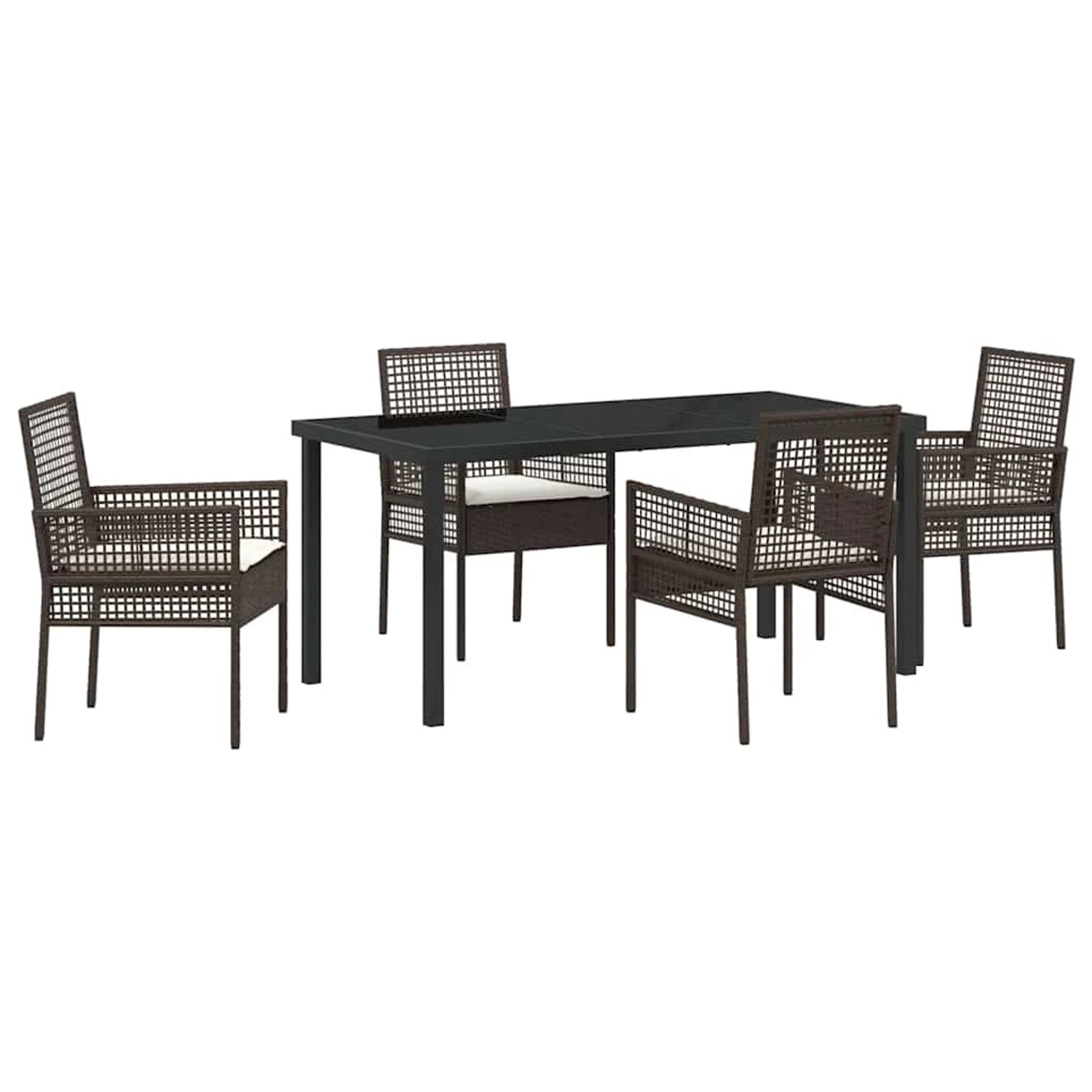 vidaXL 5-Teiliges Garten Esstischset mit Kissen Braun Poly Rattan 3379873 günstig online kaufen