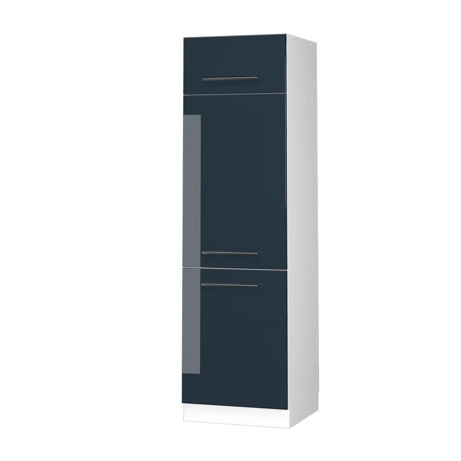 Vicco Kühlumbauschrank Fame-Line Hochschrank für die Küche DunkelBlau Hochglanz Weiß 60 cm