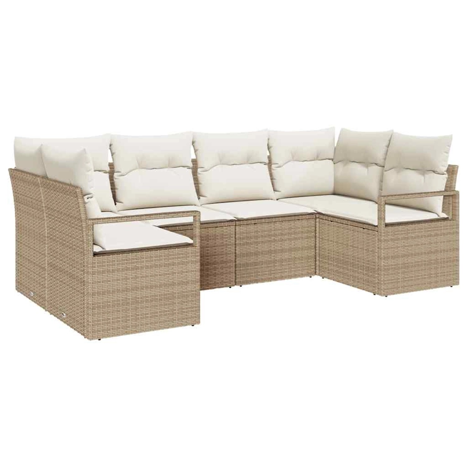 vidaXL Garten-Sofa-Set 6-Tlg Beige Poly Rattan 3346521 günstig online kaufen