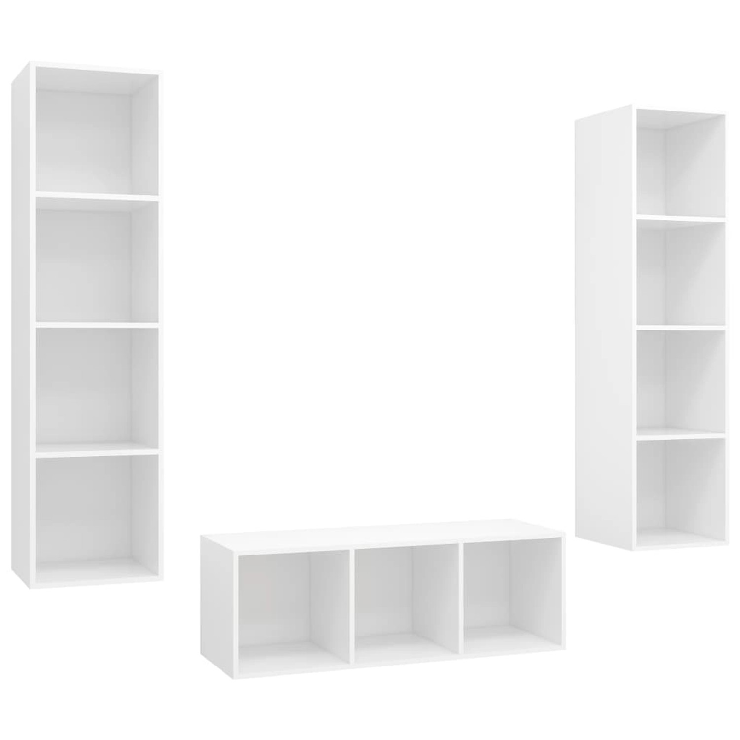 vidaXL 3-Tlg TV-Schrank-Set Weiß Holzwerkstoff 3079754