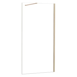 AICA Walk-In Dusche 50x200cm mit goldener Stabilisierungsstange.
