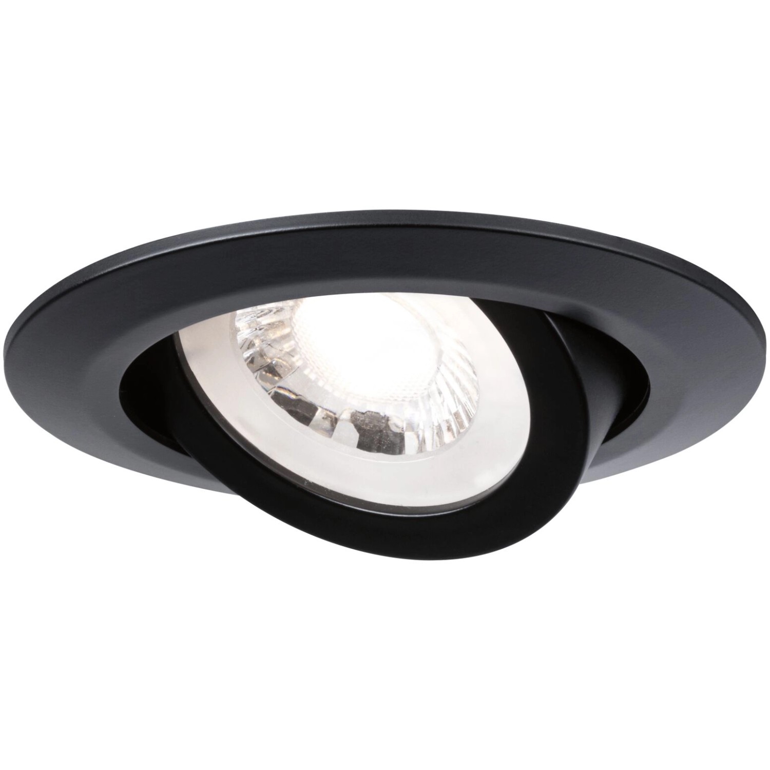 Schwenkbarer Paulmann LED-Einbaustrahler, 3er Set, schwarz matt. Deckenleuchte mit warmweißem Licht.