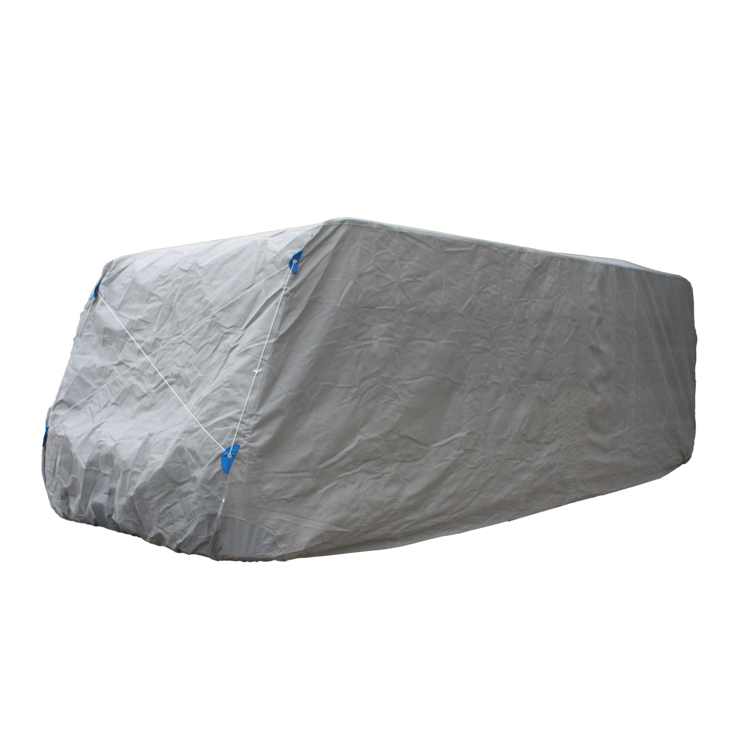 DELUKE Wohnwagen-Schutzhülle SCHRADI Gr. L Kunststoff Grau 220x610x250cm Wohnwagen Abdeckplane Caravan Abdeckung