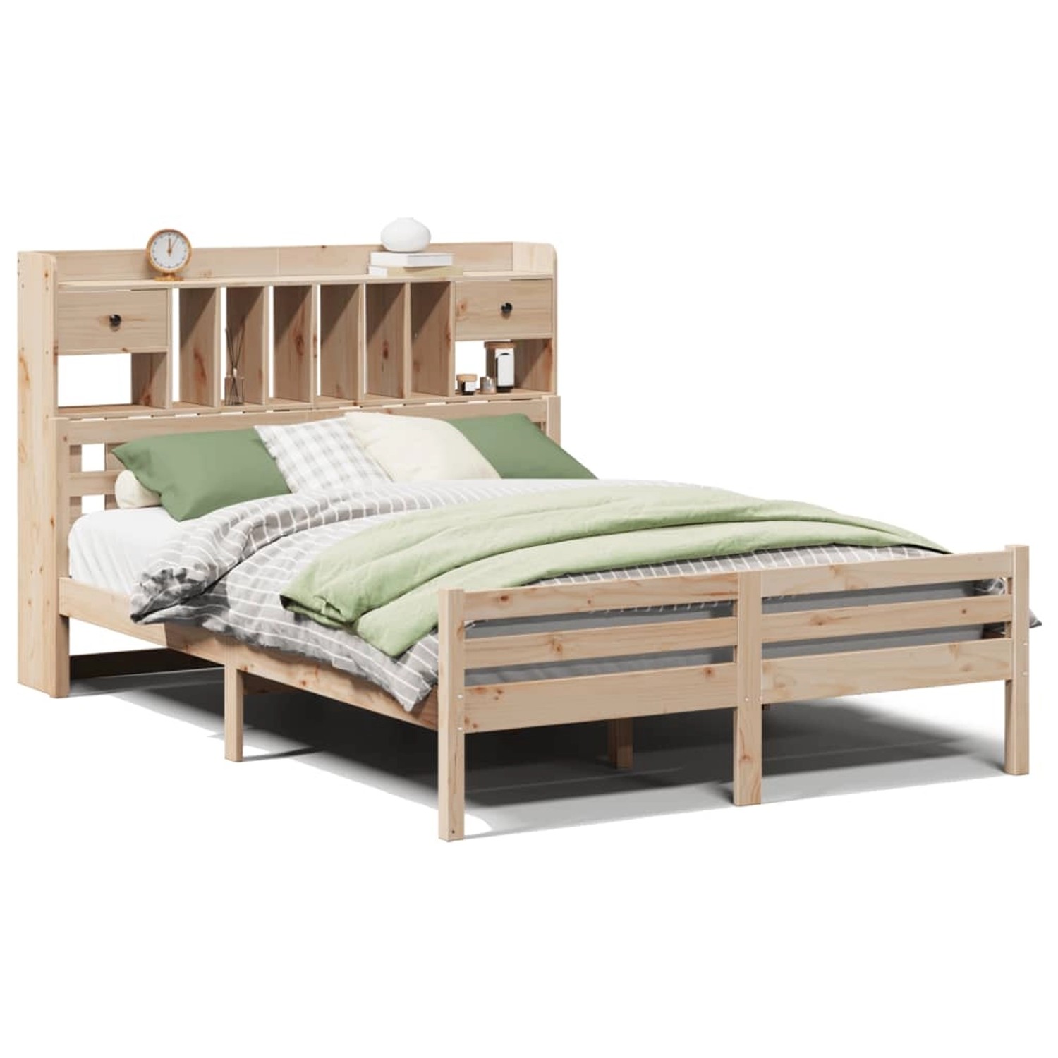 vidaXL Massivholzbett mit Regal ohne Matratze 140x190 cm Kiefer 3322255 günstig online kaufen