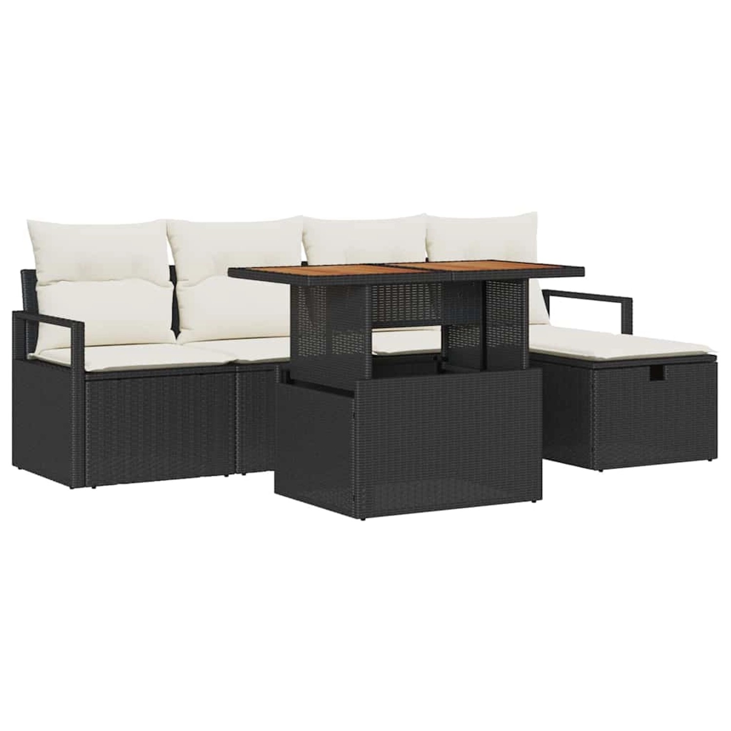 vidaXL 6-Teiliges Garten Sofa Set mit Kissen in Schwarz aus Poly Rattan 336 günstig online kaufen