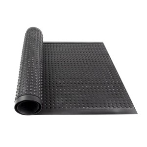 Schwarze KARAT Arbeitsmatte Bubble, Anti-Ermüdungsmatte aus Naturgummi, 60x90 cm.