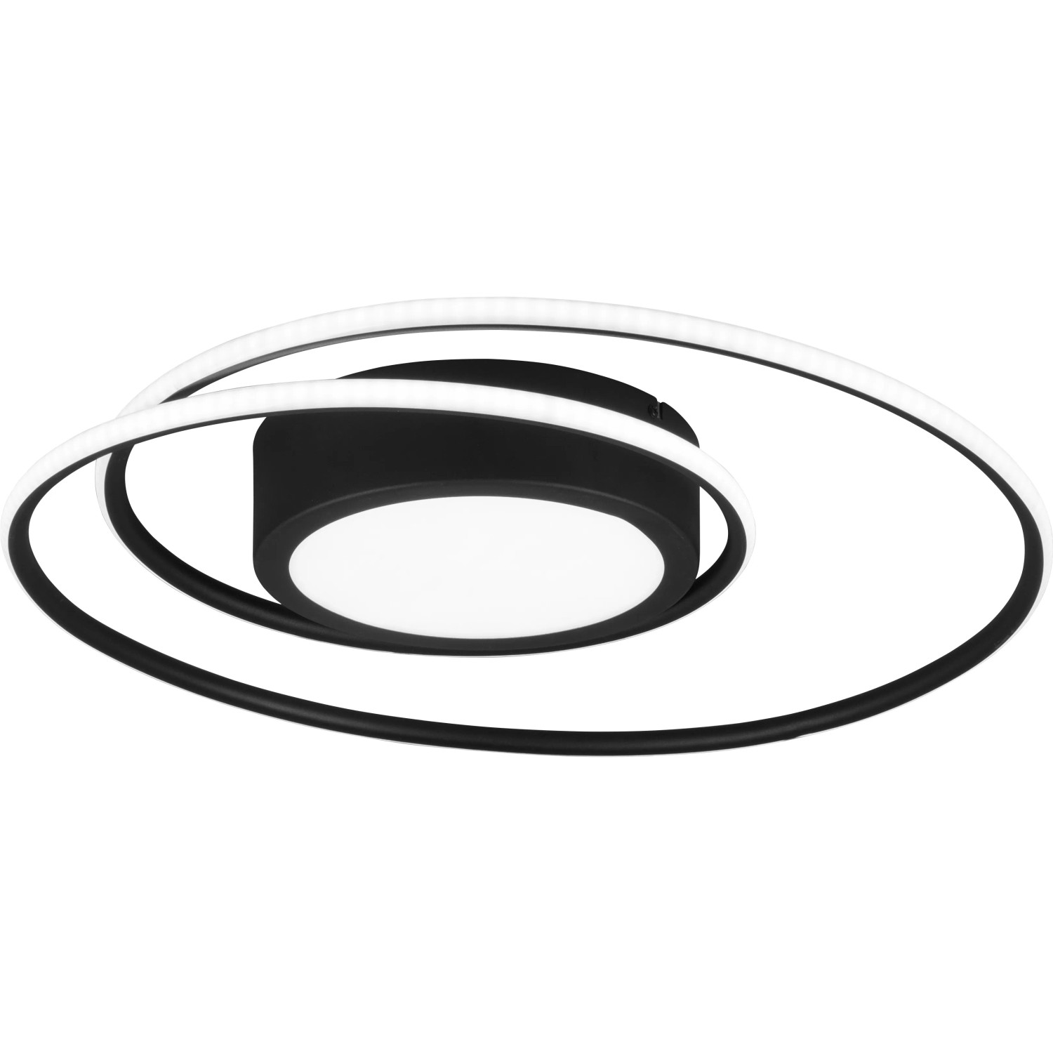 Dimmbare LED-Deckenleuchte Yava, 56W, schwarz matt, mit geschwungenem Design.