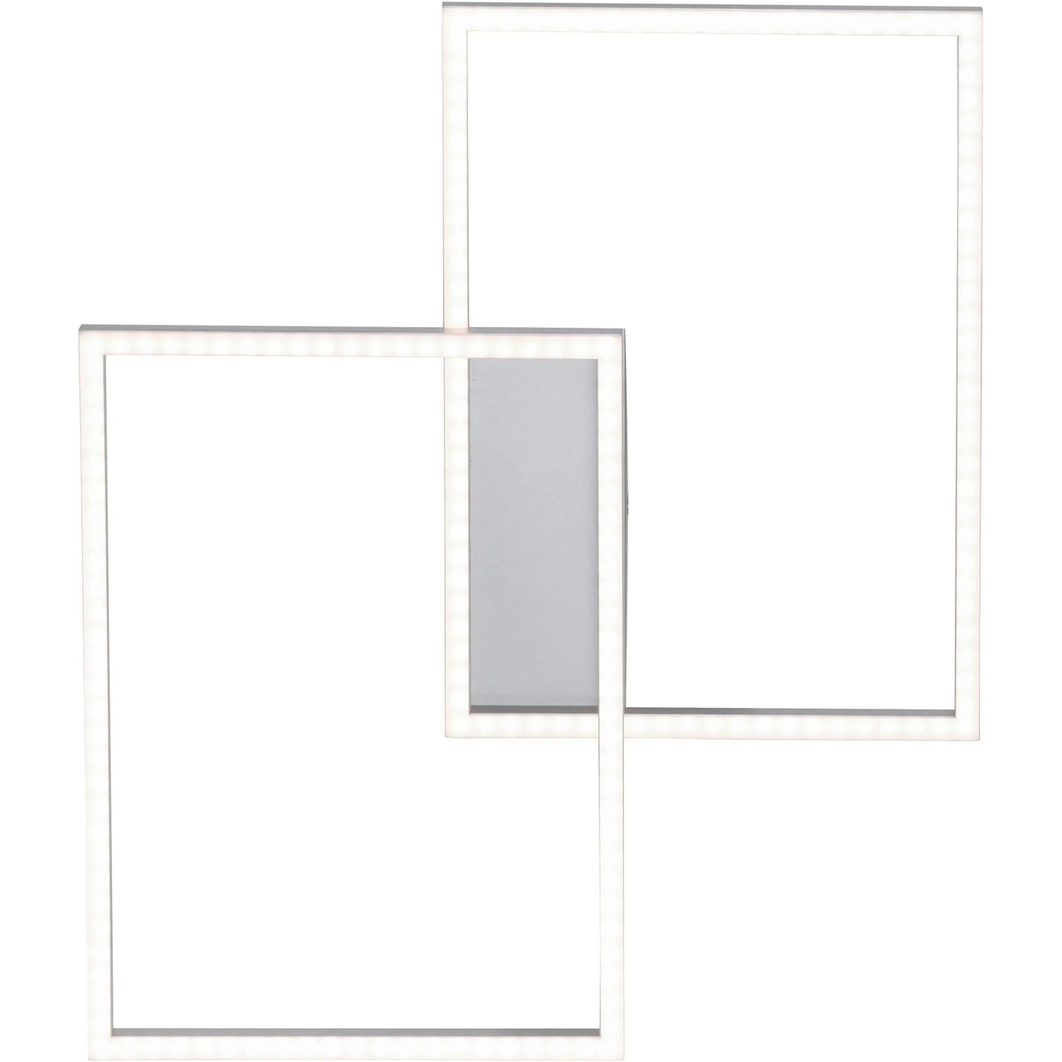 Moderne, stahlfarbene Just Light Deckenleuchte Iven mit zwei Quadraten, dimmbar.