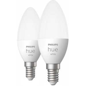 Philips Hue E14 Doppelpack, 2 weiße Leuchtmittel mit E14-Fassung.