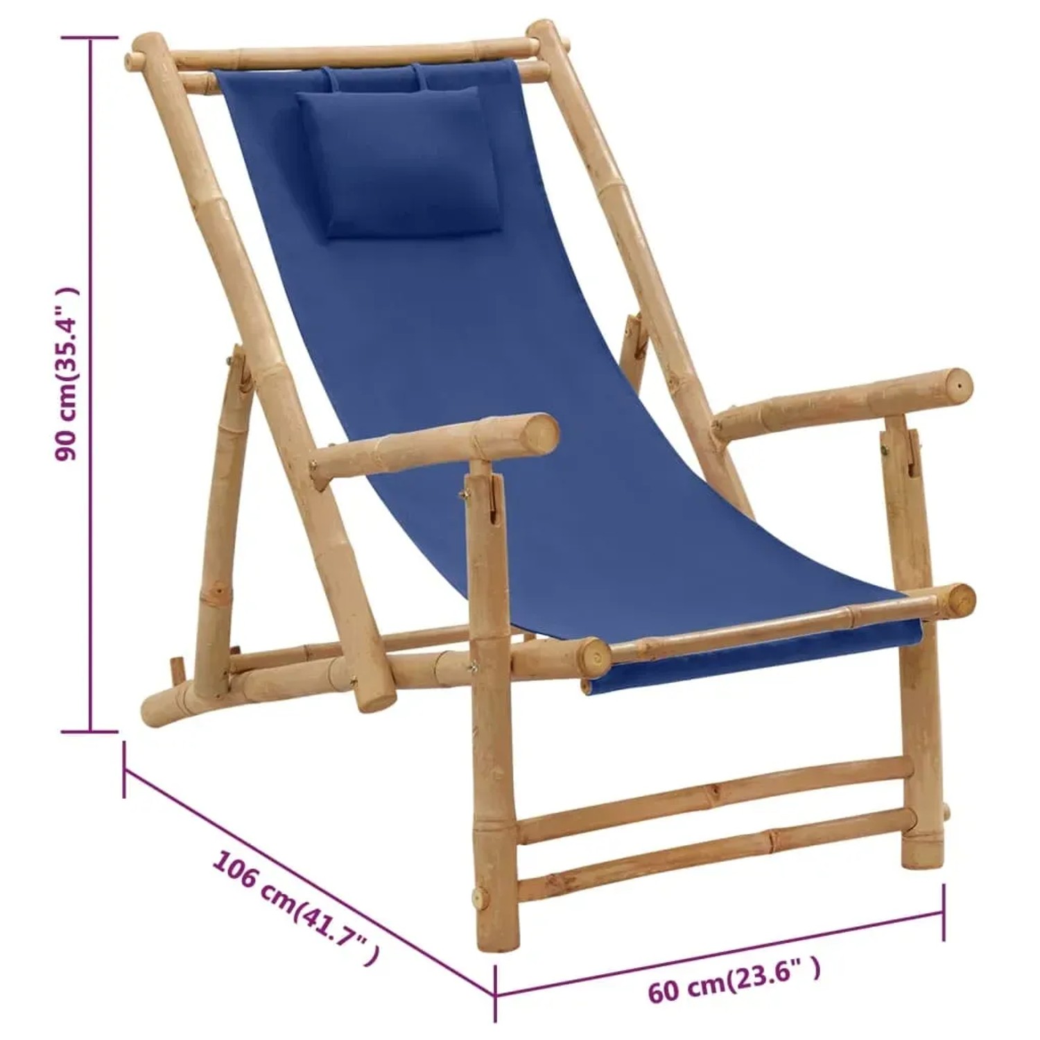 vidaXL Outdoor Liegestuhl Bambus Canvas Marineblau kaufen bei OBI