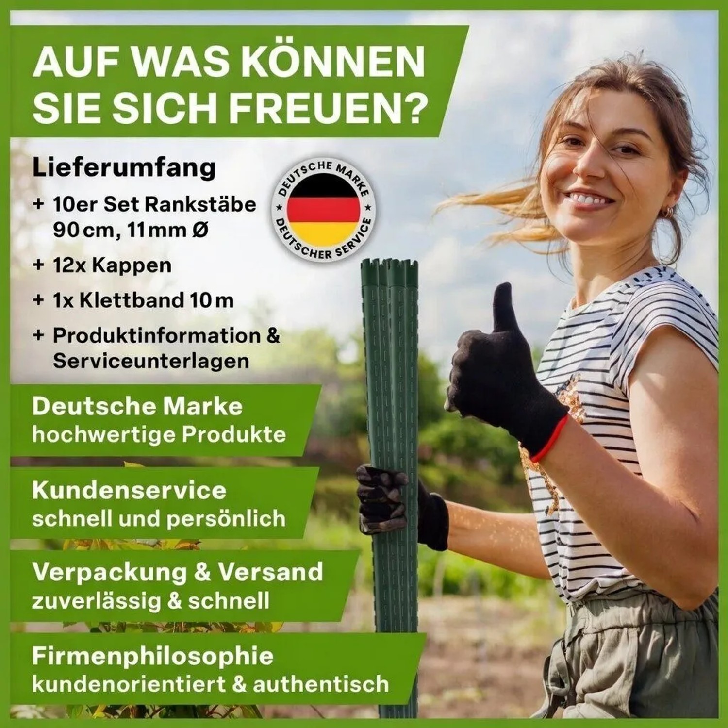 TTL GARDEN Rankstäbe 90cm 10er Set 11mm Kunststoffbeschichtet Pflanzstäbe Rankhilfe Tomatenstab Für Garten Gewächshaus_9