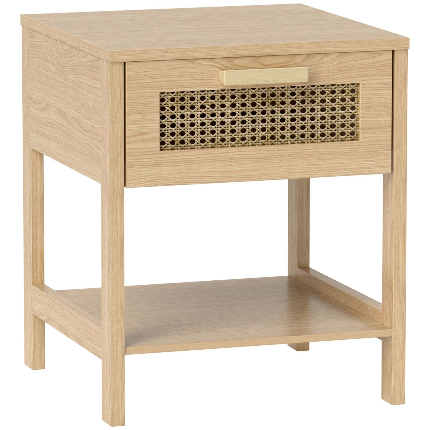 HOMCOM Nachttisch Nachtschrank MDF Naturholz 40L x 40B x 48,4H cm