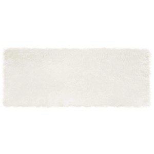 Weißer vidaXL Kunstschaffell Teppich Tafalla, 80x200cm, aus Polyester.