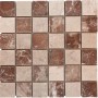 Mosaikmatte Naturstein Verona Rosso Crema, 30x30 cm, mit roten und beigen Natursteinfliesen.