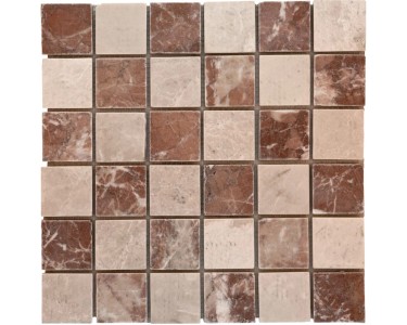 Mosaik Fliese Marmor Naturstein Beige Rot Bruch Polygonal Rosso Cream Fliesenspiegel Wandverblender Kueche Mos44 30 130::4165