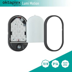 Oktaplex LED Außenwandleuchte mit Sensor, 10W, anthrazit, warmweiß.