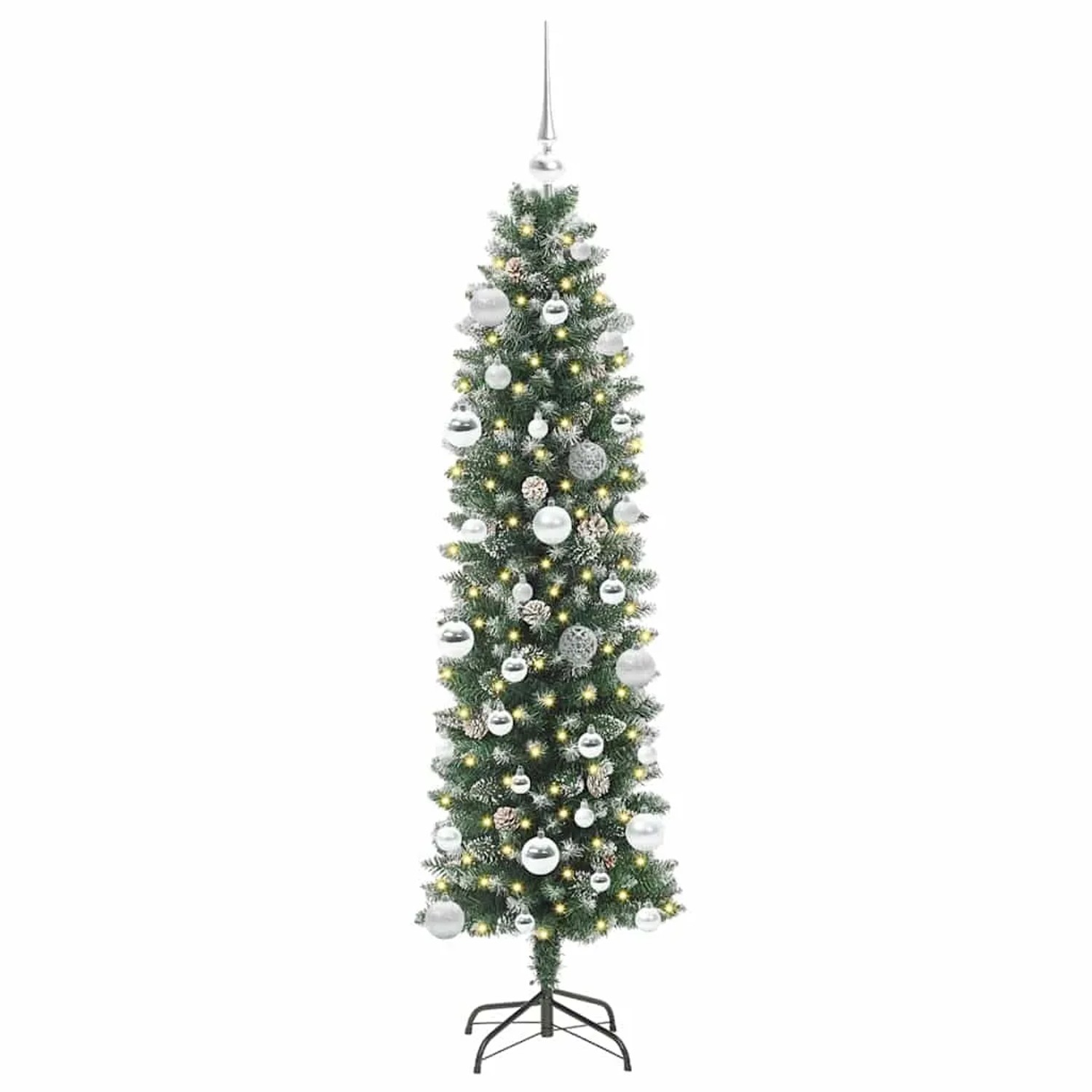 vidaXL Künstlicher Schlanker Weihnachtsbaum Grün und Weiß 150 cm 3395286
