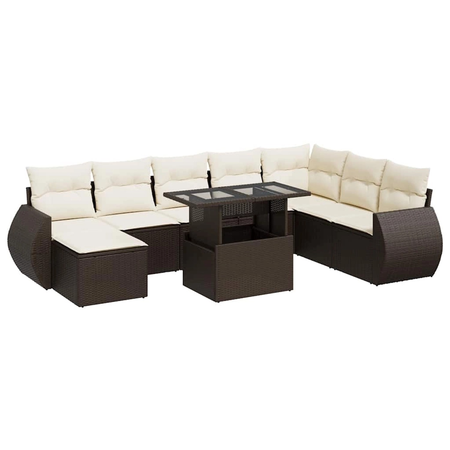 vidaXL 9-Tlg Garten-Sofagarnitur mit Kissen Braun Poly Rattan 3326694 günstig online kaufen