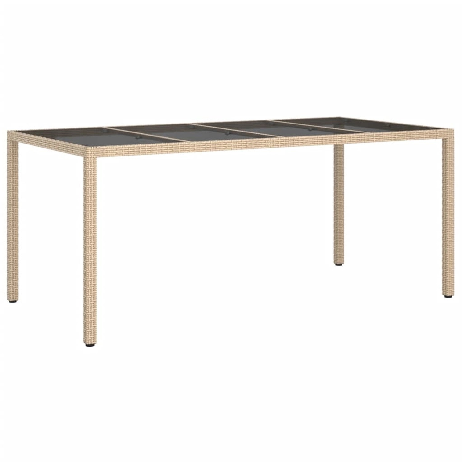 Thumbnail - vidaXL Gartentisch Beige 190x90x75 cm Gehärtetes Glas und Poly Rattan 316717