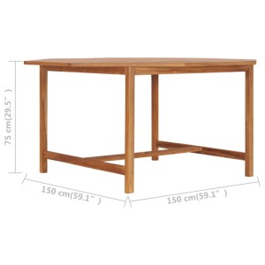 Quadratischer vidaXL Gartentisch aus Teakholz, 150x150x75 cm, ideal für Garten und Terrasse.