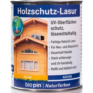 Dose Biopin Holzschutz-Lasur Natur 750ml für langanhaltenden Wetterschutz im Außenbereich.