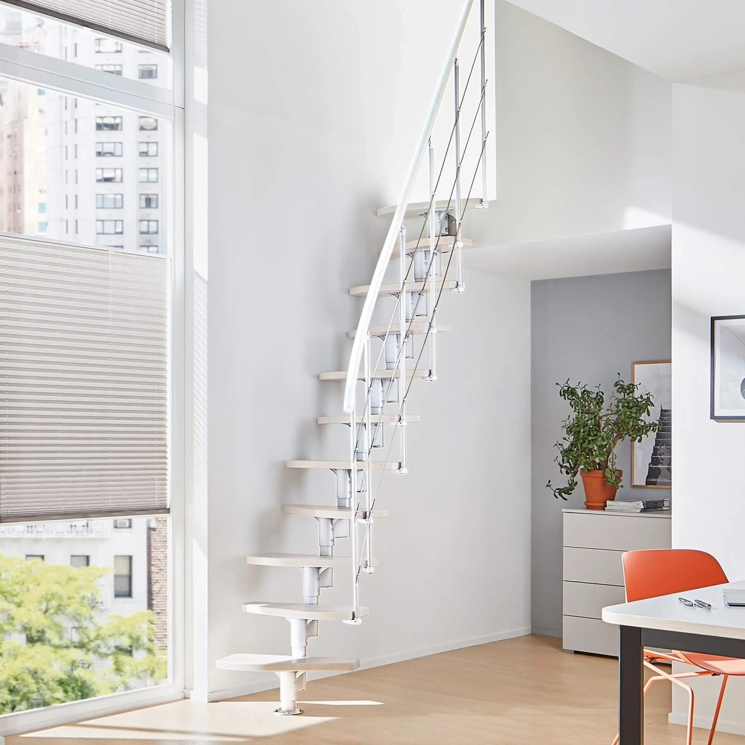 Treppen Intercon Raumspartreppe Alpha Mittelholmtreppe 13 Stufen Buche Weiß günstig online kaufen