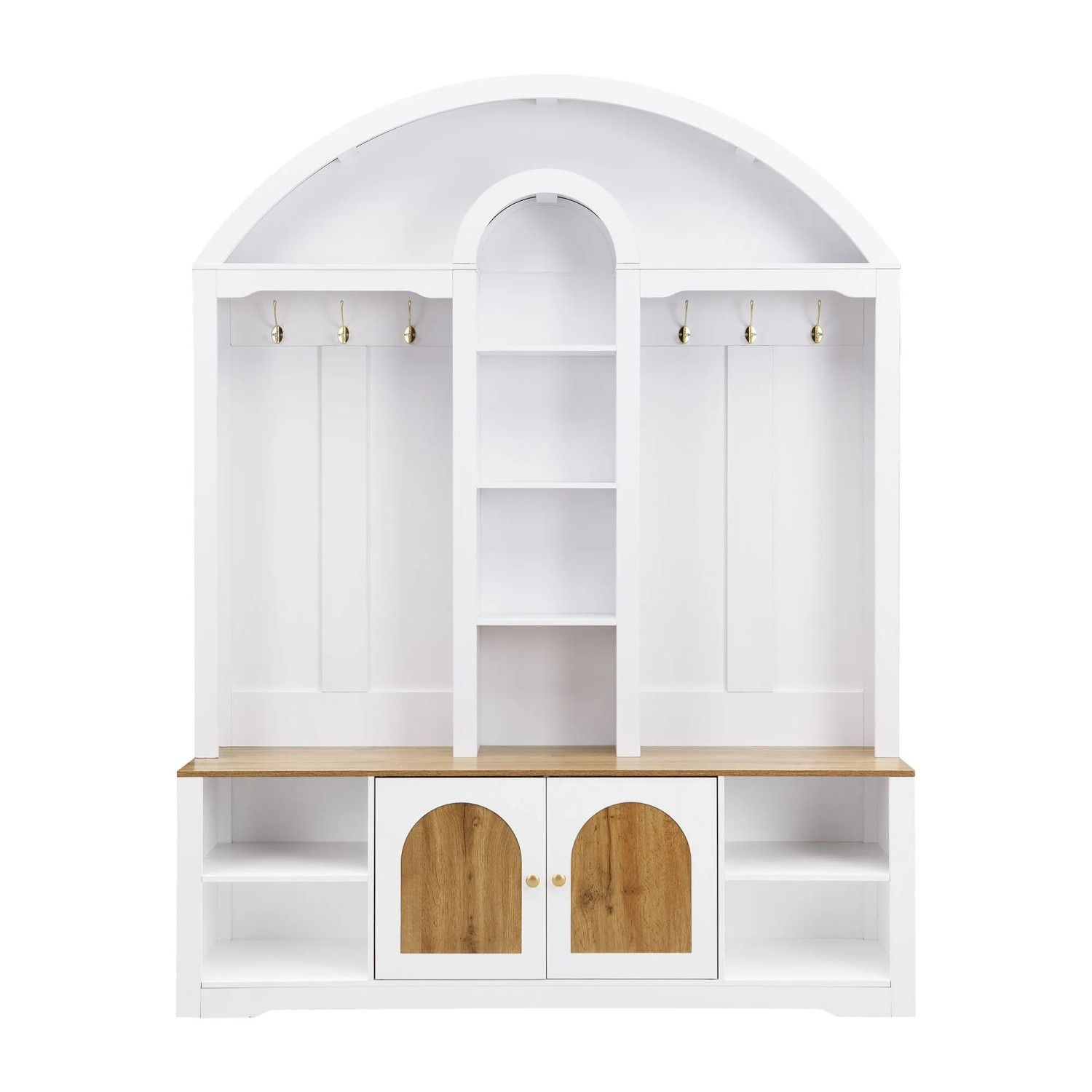 ModernLuxe Garderobe mit Schuhablage Ablagen Haken 2 Türen MDF Weiß