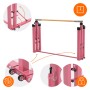 Pinkes, faltbares Gymnastik Turnreck mit höhenverstellbarer Holzstange. Ideal für Sport & Fitnessgeräte.
