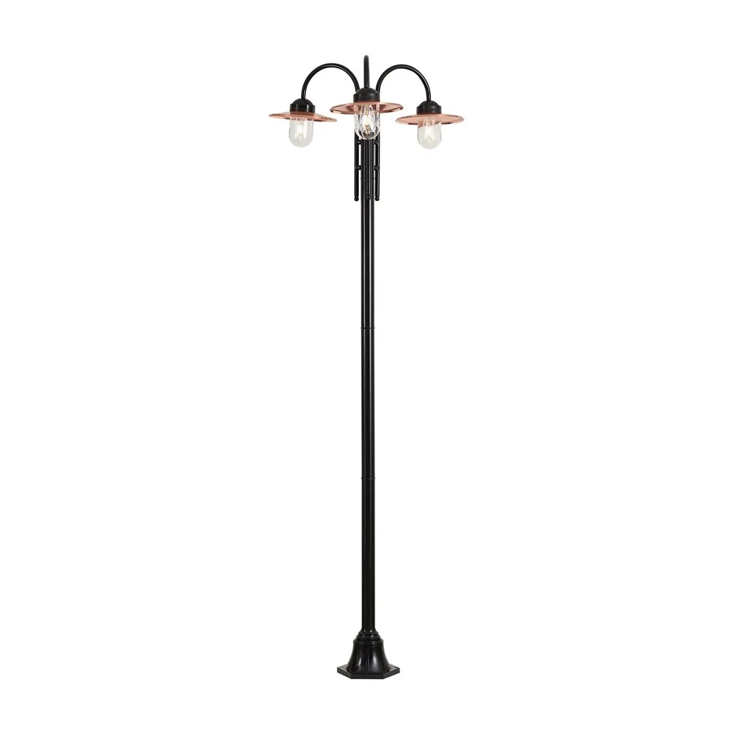 QAZQA Moderne Außenleuchte Schwarz mit Kupfer 235cm 3 Flammig IP44 Kansas
