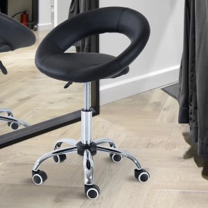 HOMCOM Bürostuhl, höhenverstellbar, schwarz, mit Rollen und Rückenlehne.