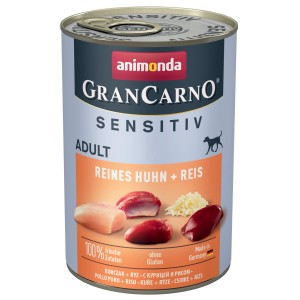 Animonda Gran Carno Adult Hundenassfutter, Dose mit Huhn und Reis, Alleinfutter für ausgewachsene, sensible Hunde.