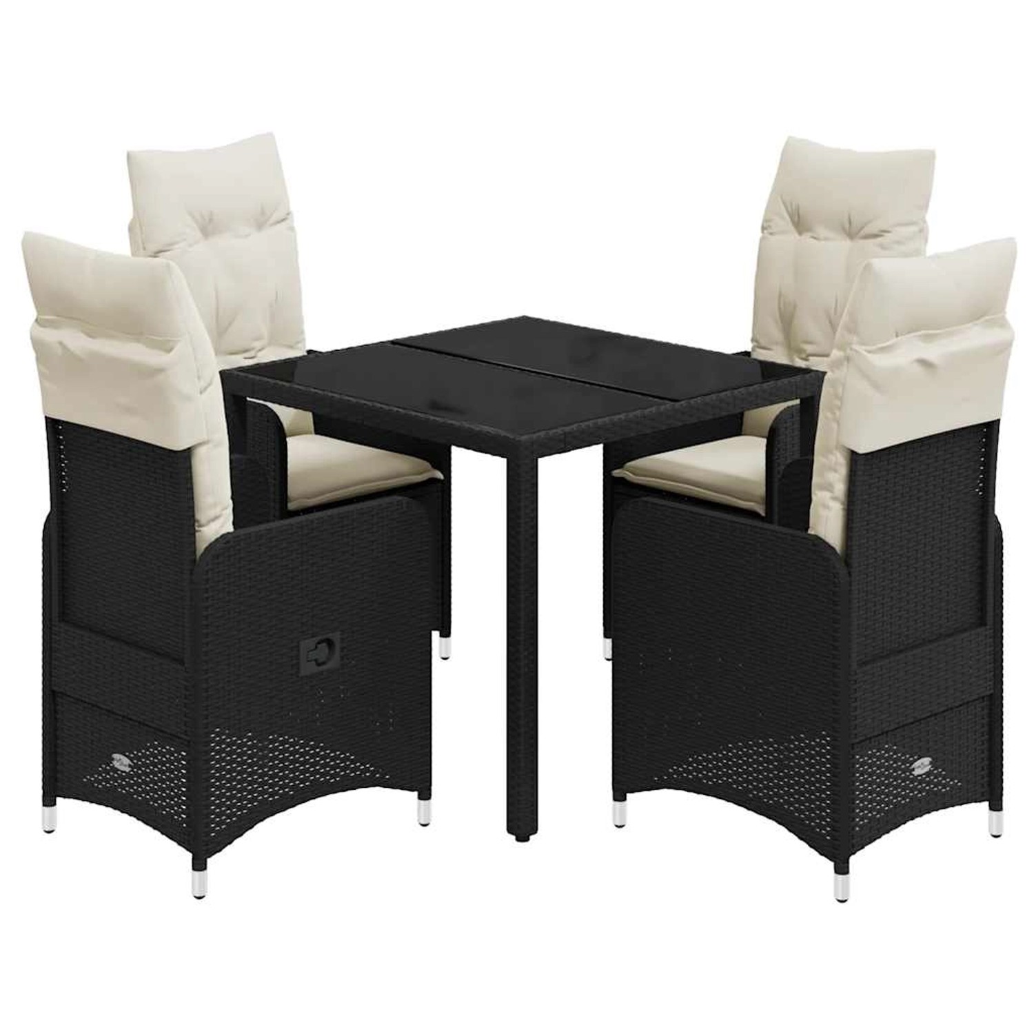 vidaXL 5-Tlg Garten-Bistro-Set mit Kissen Schwarz Poly Rattan 3276988