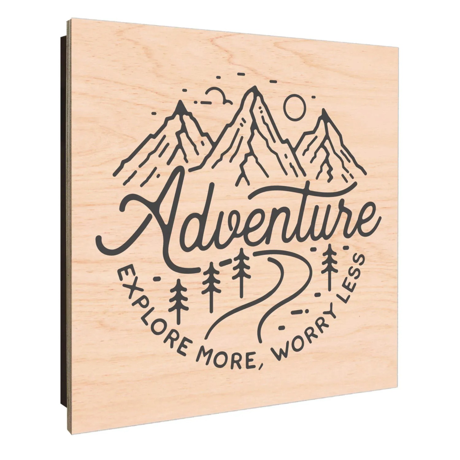 Banjado Schlüsselkasten aus Holz, 30x30cm, mit Bergmotiv und Spruch. Schlüsselaufbewahrung für 50 Schlüssel.