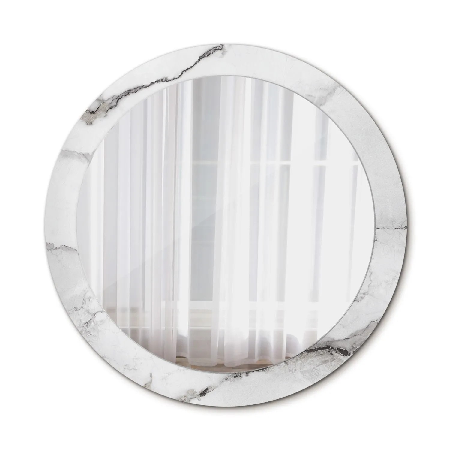 Tulup Spiegel mit Motivdruck Weißer Marmor 80x80 cm Runder Spiegel Aufdruck günstig online kaufen