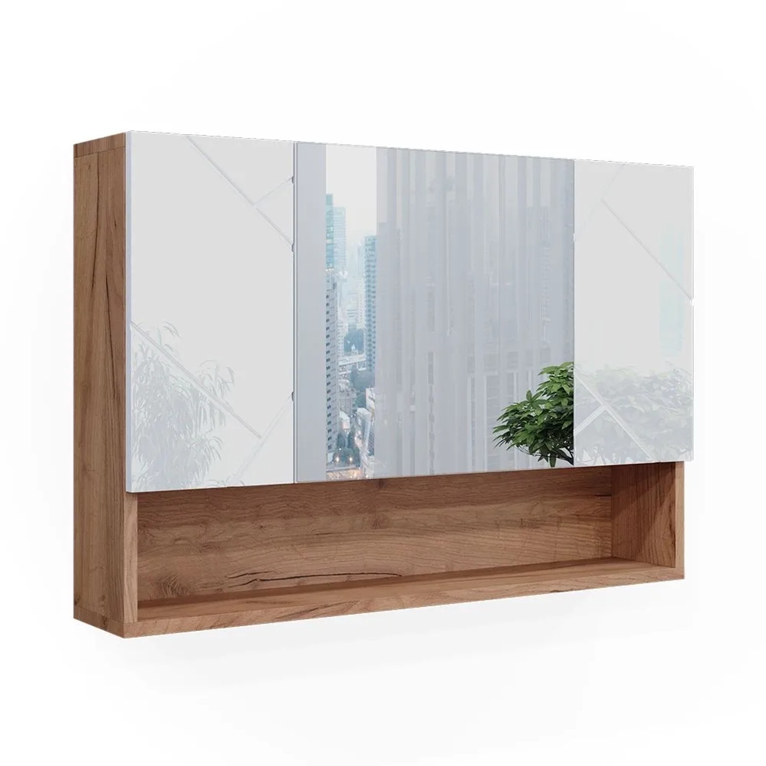 Vicco Badspiegelschrank Irma Weiß Hochglanz Goldkraft Eiche 80 x 55
