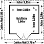 Grundriss des Grosfillex Gartenhauses Deco Domizil 7,5 m² mit Maßangaben.