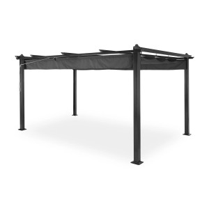 Blumfeldt Pantheon Pergola 3x4 m, Gartenpavillon mit grauem Sonnendach aus Polyester und Aluminium.