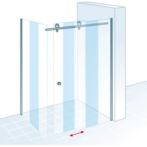 Schulte ExpressPlus Schiebetür MasterClass mit Seitenwand, Chromoptik, 90x140cm, für Eckdusche.