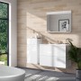 Weißer Vicco Midischrank Izan (37x77 cm) mit Schublade und Tür im modernen Badezimmer.