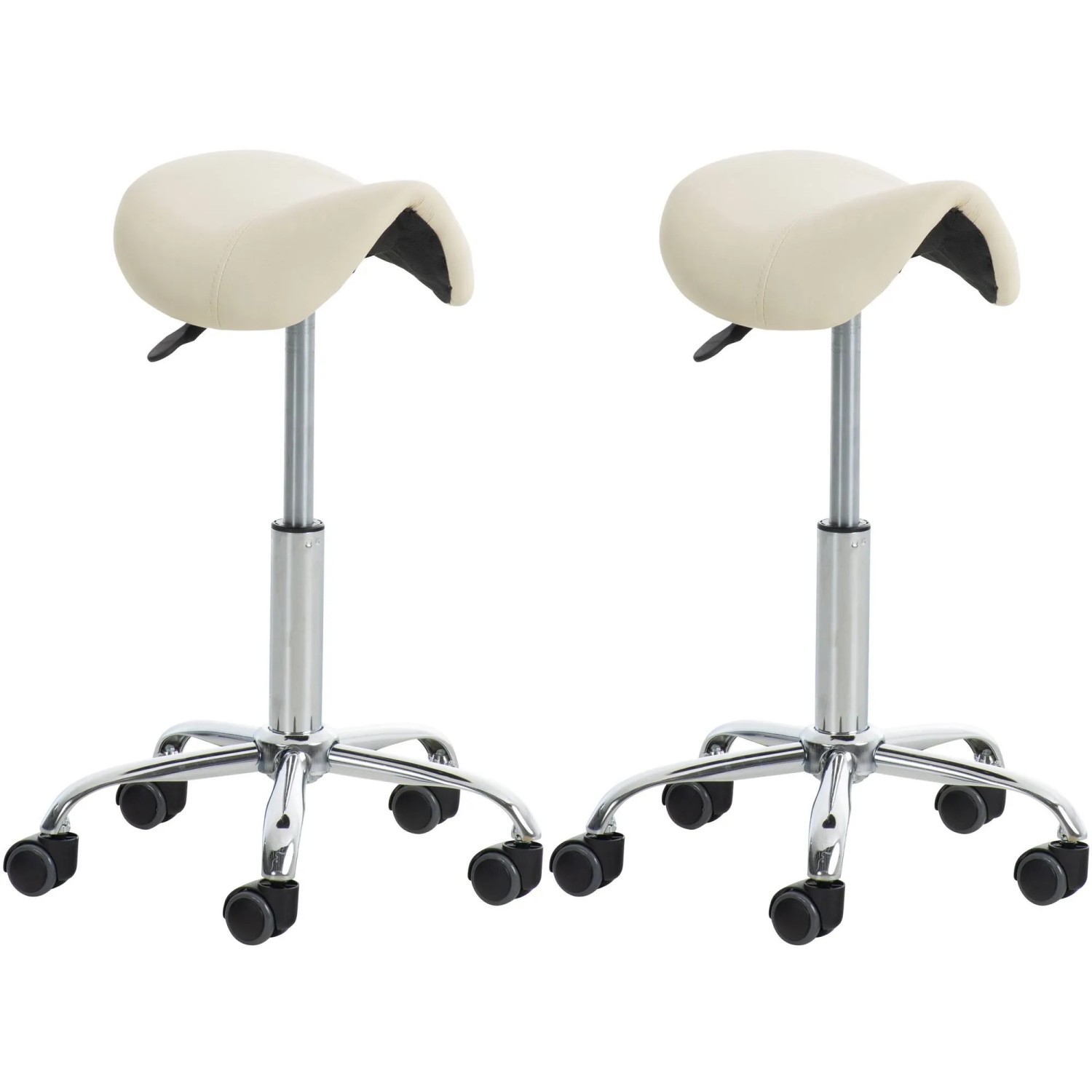 CLP 2er Set Arbeitshocker Reno Kunstleder Creme