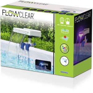 Verpackung des Flowclear™ Pool Wasserfall mit LED-Licht von Bestway.
