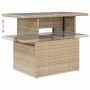 Verstellbarer Gartentisch aus beigem Poly Rattan, Teil des vidaXL Garten-Sofa-Sets.