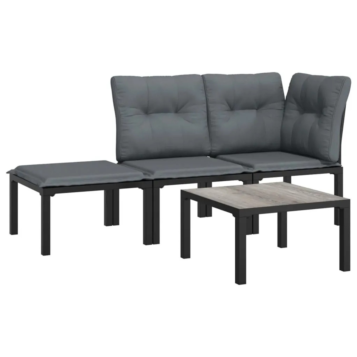vidaXL 4-Tlg Garten-Lounge-Set Schwarz und Grau Poly Rattan 362804