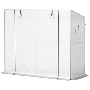 Furnicato Mini-gewächshaus Anlehn-gewächshaus Mit Rolltür Und Netzfenstern Uv-beständig Für Blumen Setzlinge Pflanzen Weiß