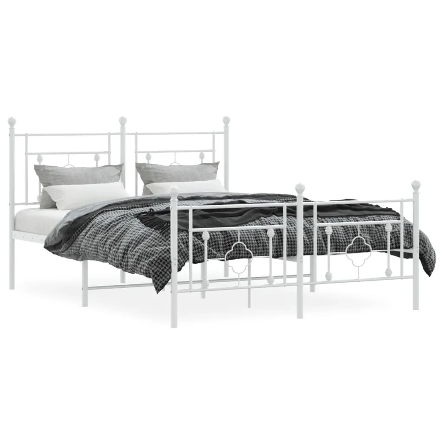vidaXL Bettgestell mit Kopf- und Fußteil Metall Weiß 140x190 cm 374406 günstig online kaufen