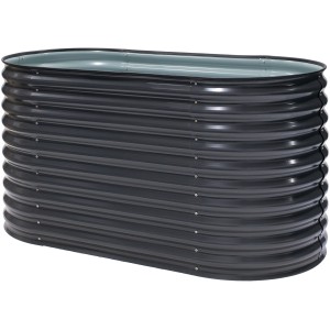 Westmann Hochbeet Oval, anthrazitfarbenes Metall, 160x80x82 cm. Ideal für Garten, Balkon und Terrasse.